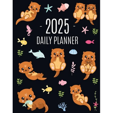 Otter Planner 2025: Daily Organizer: January-December (12 Months) Cute Animal Year Scheduler with Pretty Pink Hearts