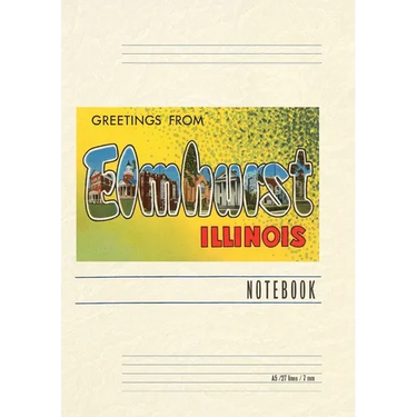 Vintage Lined Notebook Greetings from Elmhurst, Illinois
