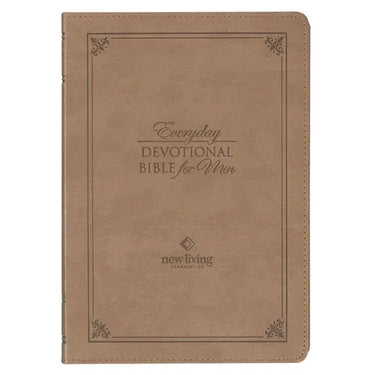 NLT Holy Bible Everyday Devotional Bible for Men New Living Translation, Vegan Leather, Tan Debossed