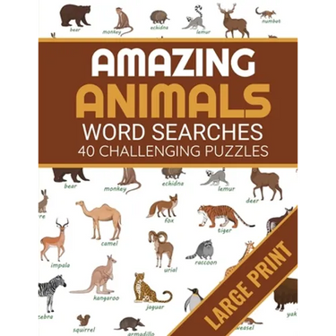 Amazing Animals: Animals Themed Word Search Book - 40 Large Print Challenging Puzzles About Animals - Gift for Summer & Vacations