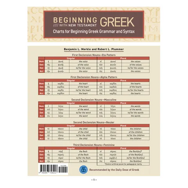 Charts for Beginning Greek Grammar and Syntax: A Quick Reference Guide to Beginning with New Testament Greek