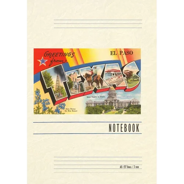 Vintage Lined Notebook Greetings from El Paso, Texas
