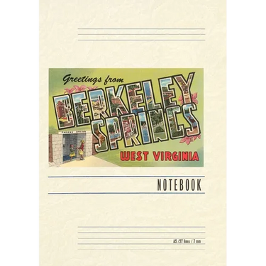 Vintage Lined Notebook Greetings from Berkeley Springs, West Virginia
