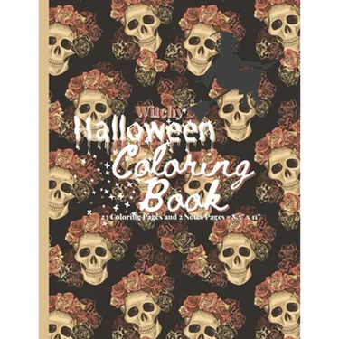 Witchy Halloween Coloring Book: 23 Coloring Pages and 2 Bonus Notes Pages 8.5 x 11, Adult Coloring Book, Halloween, Cute, Mandala, Kawaii, Witch, Horr
