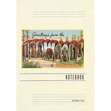 Vintage Lined Notebook Greetings from the Redwoods, California