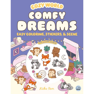 Cozy World Comfy Dreams: Easy Coloring and Sticker Scene for Teens, Young Adults, and Adults