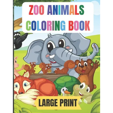 large print zoo animals coloring book: 50 Amazing coloring pages with thick lines, very easy for beginners- 8.5*11 inche large papers