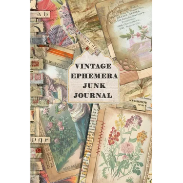 Vintage Ephemera Junk journal: Full colour slimline paperback journalling book for creating your own sketchbooks - Emphera elements for decoupage, jo