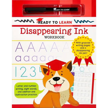 Ready to Learn Disappearing Ink Workbook: With Grooved Writing Pages and a Disappearing Ink Pen! Letter and Number Writing, Sight Words, and Addition