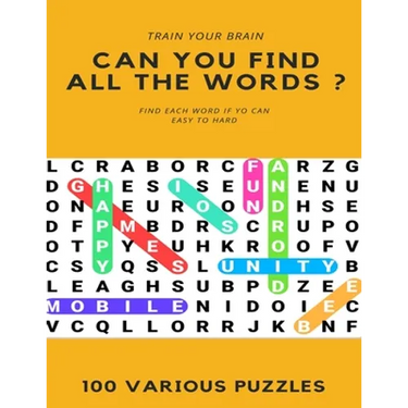 Train Your Brain Can You Find All the Words ? Find Each Word If Yo Can Easy to Hard 100 Various Puzzles: Word Search Puzzle Book for Adults, large pri