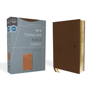 Niv, Thinline Bible, Compact, Leathersoft, Brown, Red Letter, Comfort Print
