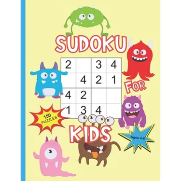 Sudoku For Kids Ages 4-8: Sudoku With Cute Monster Books For Kids, 4x4 Sudoku For Toddlers Kindergarten Preschool, Learn Numbers 1-4