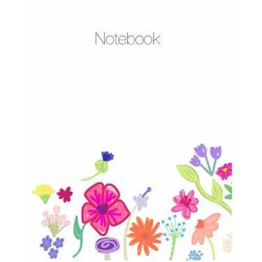 Notebook, Large, 8.5 X 11, Ruled + Grid Notes, Floral Cover Theme