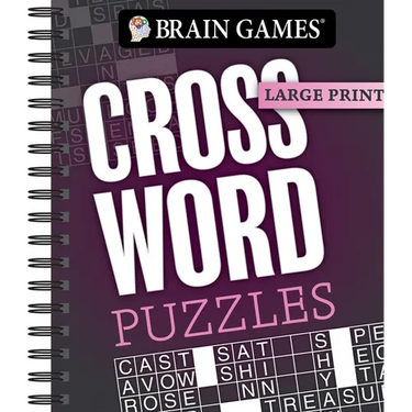 Brain Games - Large Print: Crossword Puzzles (Dark Gray)
