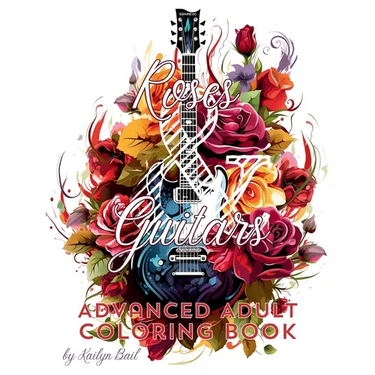 Roses and Guitars Coloring Book