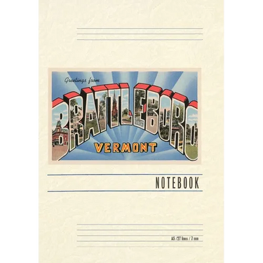 Vintage Lined Notebook Greetings from Brattleboro
