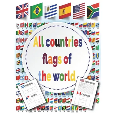 All Countries Flags of The World: Coloring Book - With color guides - Flags Around the world