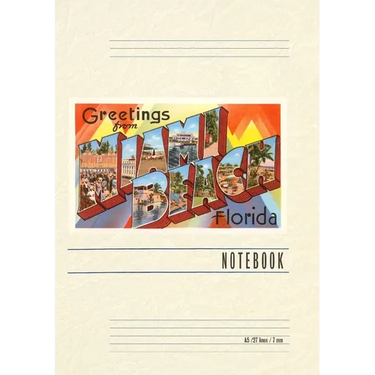Vintage Lined Notebook Greetings from Miami Beach, Florida