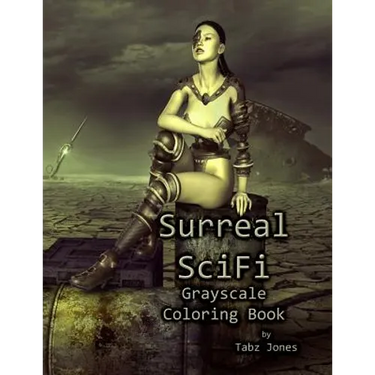 Surreal SciFi Grayscale Coloring Book
