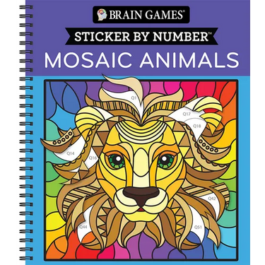Brain Games - Sticker by Number: Mosaic Animals (28 Images to Sticker)