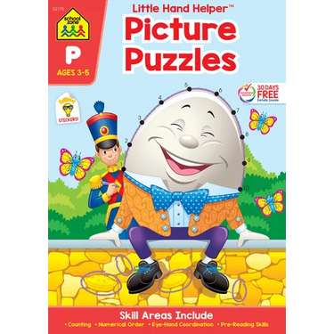 School Zone Picture Puzzles Workbook with Stickers