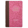 KJV Holy Bible, Giant Print Standard Size Faux Leather Red Letter Edition - Thumb Index & Ribbon Marker, King James Version, Brown/Pink Berry