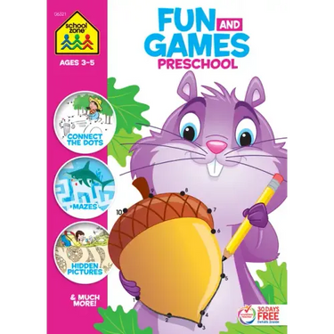 School Zone Fun and Games Preschool Activity Workbook
