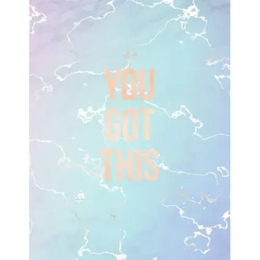 You Got This: Inspirational Quote Notebook, Elegant Blue Marble and Rose Gold - 8.5 x 11, 120 College Ruled Pages