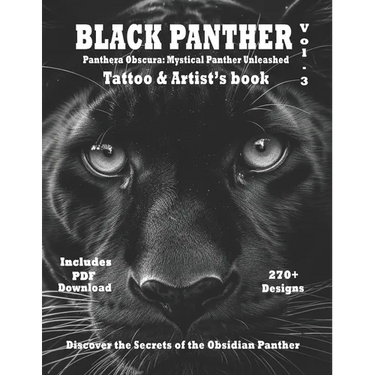 Black Panther - Tattoo & Artist's book Vol. 3 Panthera Obscura: A Captivating surrealistic Panther tattoo design collection in grayscale photorealism