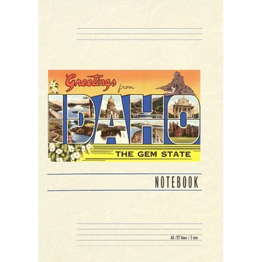 Vintage Lined Notebook Greetings from Idaho, the Gem State