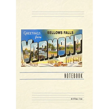 Vintage Lined Notebook Greetings from Bellows Falls, Vermont