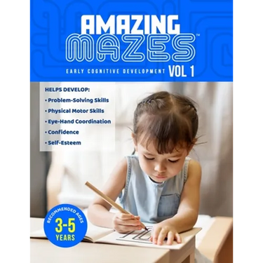 Amazing Mazes Ages 3 to 5 years Cognitive Development Activity Book, 100 pages with 50 Entry-Level Maze Puzzles: Solving Simple Mazes at an Early Age