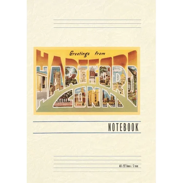 Vintage Lined Notebook Greetings from Hartford