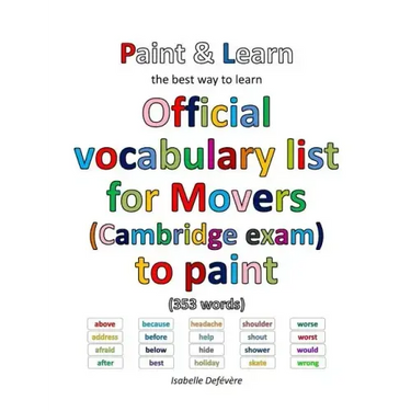 Official vocabulary list for Movers (Cambridge exam) to paint