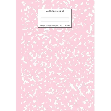 Marble Notebook A4: Pastel Pink College Ruled Journal