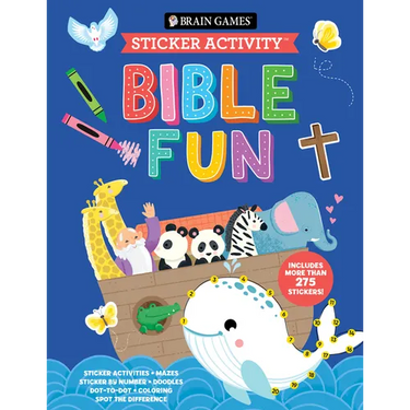 Brain Games - Sticker Activity: Bible Fun - For Ages 3-6 Coloring, Mazes, Sticker by Number, Dot-To-Dot & More Christian Activity Book Gift for Presch