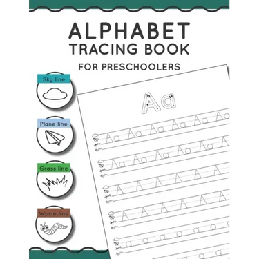 Alphabet Tracing Book for Preschoolers: Pen control to trace and write ABC Letters and Numbers Sky line Plane line Grass line and Worm line