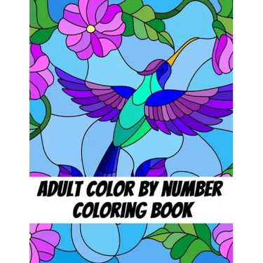 Adult Color by Number Coloring Book: Large Print Butterflies, Flowers, Birds and Pretty Patterns