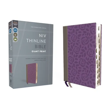 Niv, Thinline Bible, Giant Print, Leathersoft, Gray/Purple, Red Letter, Thumb Indexed, Comfort Print