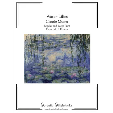 Water-Lilies Cross Stitch Pattern - Claude Monet: Regular and Large Print Cross Stitch Pattern