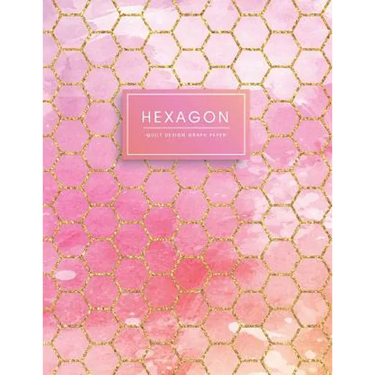 Hexagon: Quilt Design Graph Paper Pink Purple Watercolor with Gold Glitter Hexagons