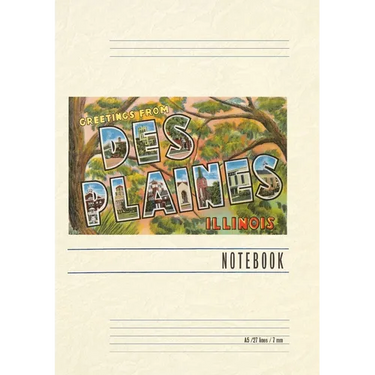 Vintage Lined Notebook Greetings from Des Plaines, Illinois