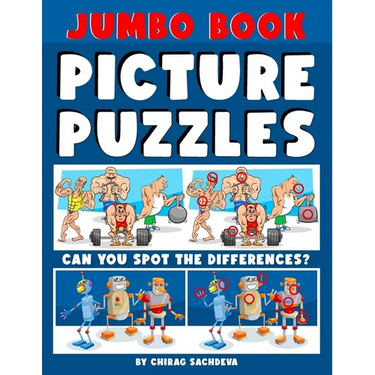 Jumbo Book of Picture Puzzles: Picture Puzzle Spot the Differences Book for Kids & Adults, 50 Beautiful Cartoon Puzzles of Artworks with Solution - FR
