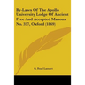 By-Laws Of The Apollo University Lodge Of Ancient Free And Accepted Masons No. 357, Oxford (1869)