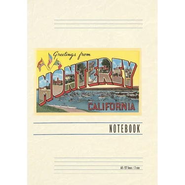 Vintage Lined Notebook Greetings from Monterey, California