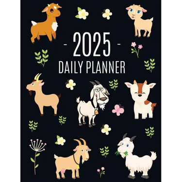 Goat Planner 2025: Daily Organizer: January-December (12 Months) Beautiful Agenda with Cute Farm Animals