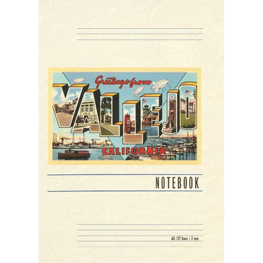 Vintage Lined Notebook Greetings from Vallejo, California