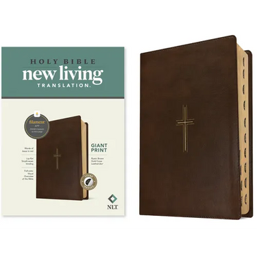 NLT Giant Print Bible, Filament Enabled (Leatherlike, Rustic Brown Gold Cross, Indexed, Red Letter)