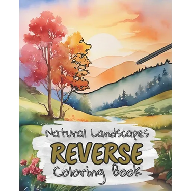Natural Landscapes Reverse Coloring Book for Kids, Teens and Adults: Draw The Lines and Stay Calm, 40 Watercolor Patterns