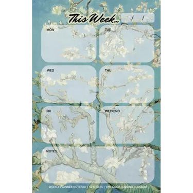 Weekly Planner Notepad: Van Gogh Almond Blossom, Daily Planning Pad for Organizing, Tasks, Goals, Schedule